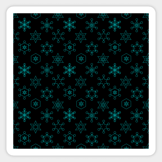 Assorted Snowflakes Teal on Black Sticker by ArtticArlo